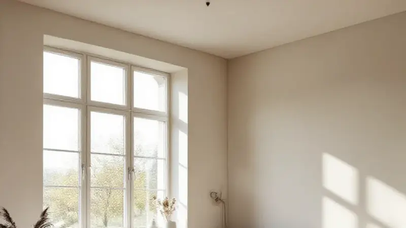 Avant, ancien salon sombre (état dégradé)