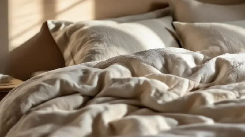 Détail bois et lin chambre scandinave