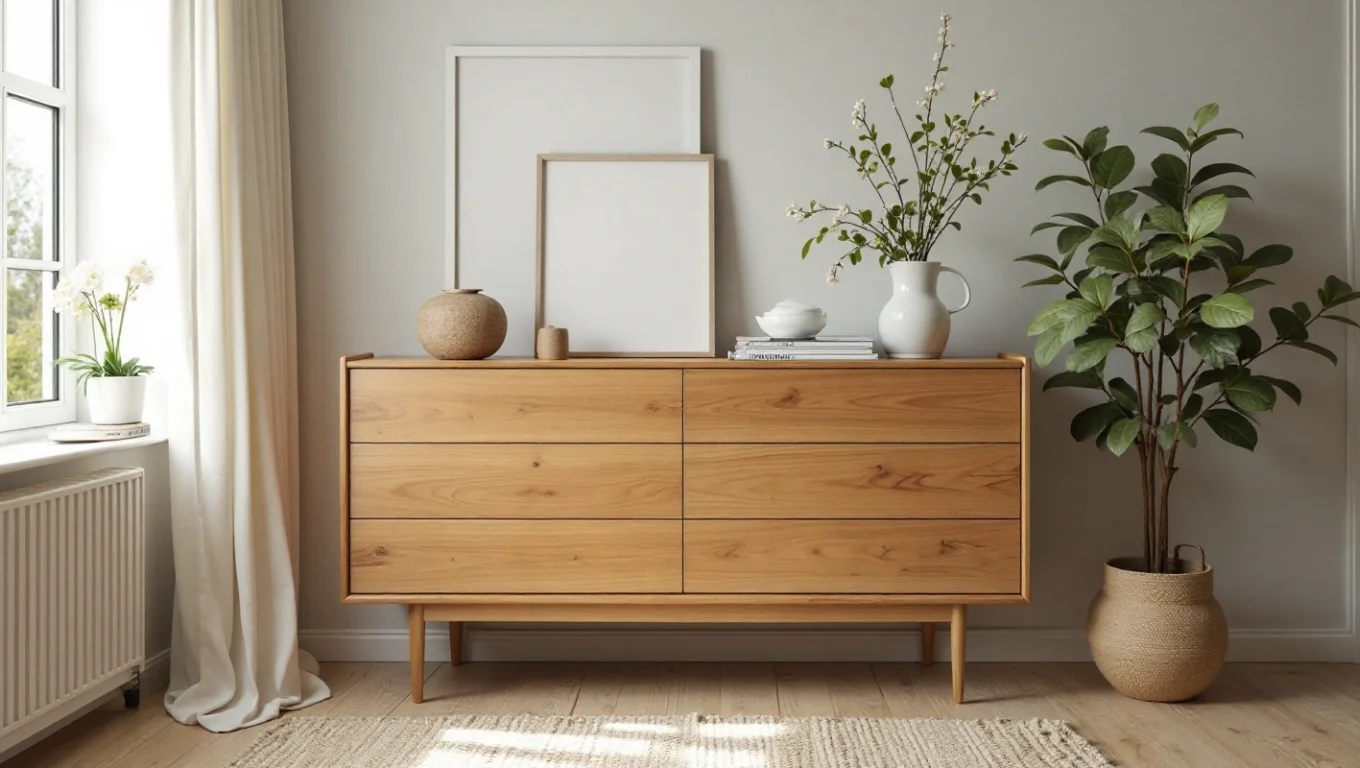 Commode bois mid-century modern : intemporel et fonctionnel