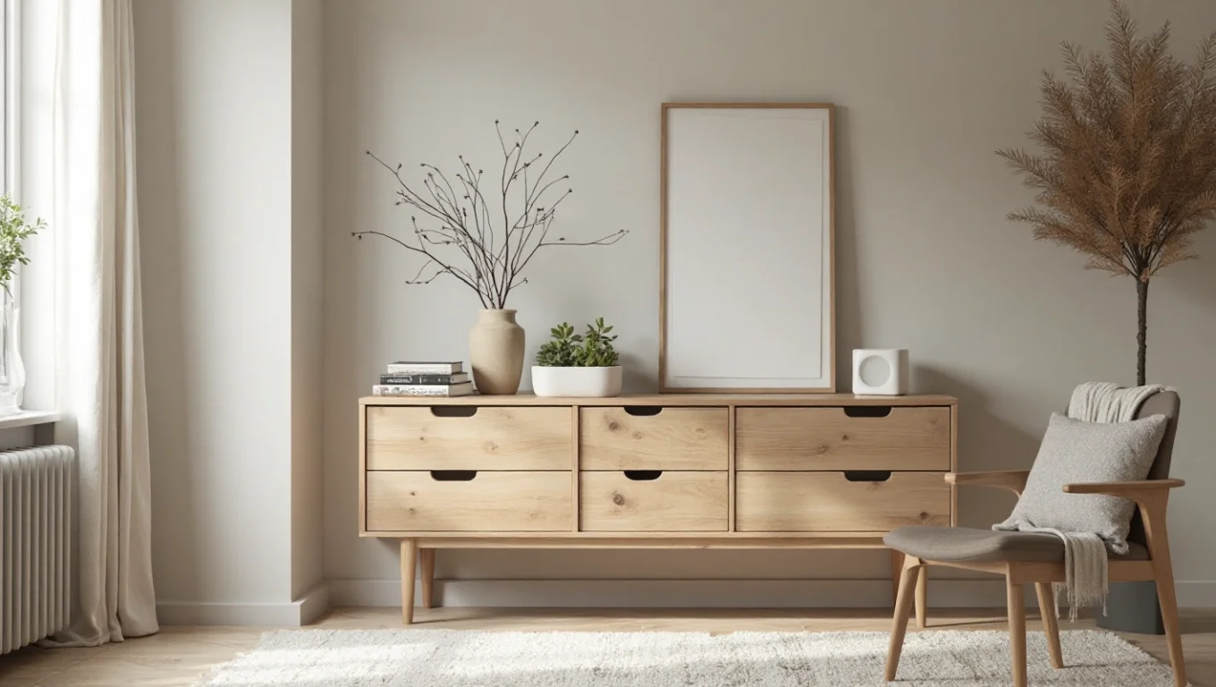 Console bois couloir design nordic : organisation et style