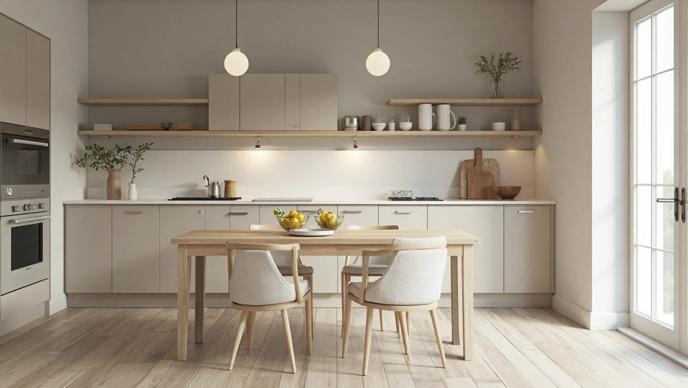 Cuisine scandinave : agencement minimaliste et matériaux naturels