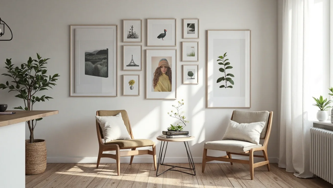 Gallery wall nordique : assembler photos et affiches
