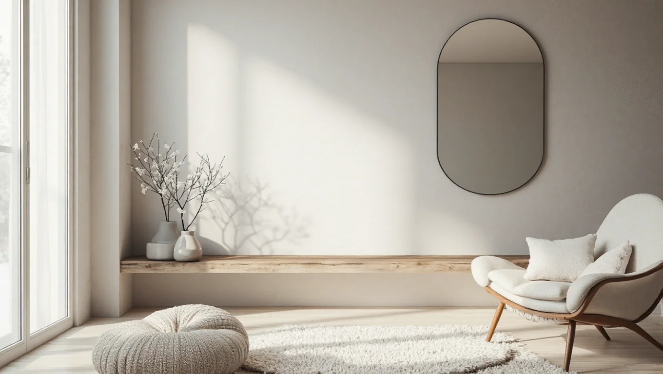 Grand miroir sol ou mural style nordique