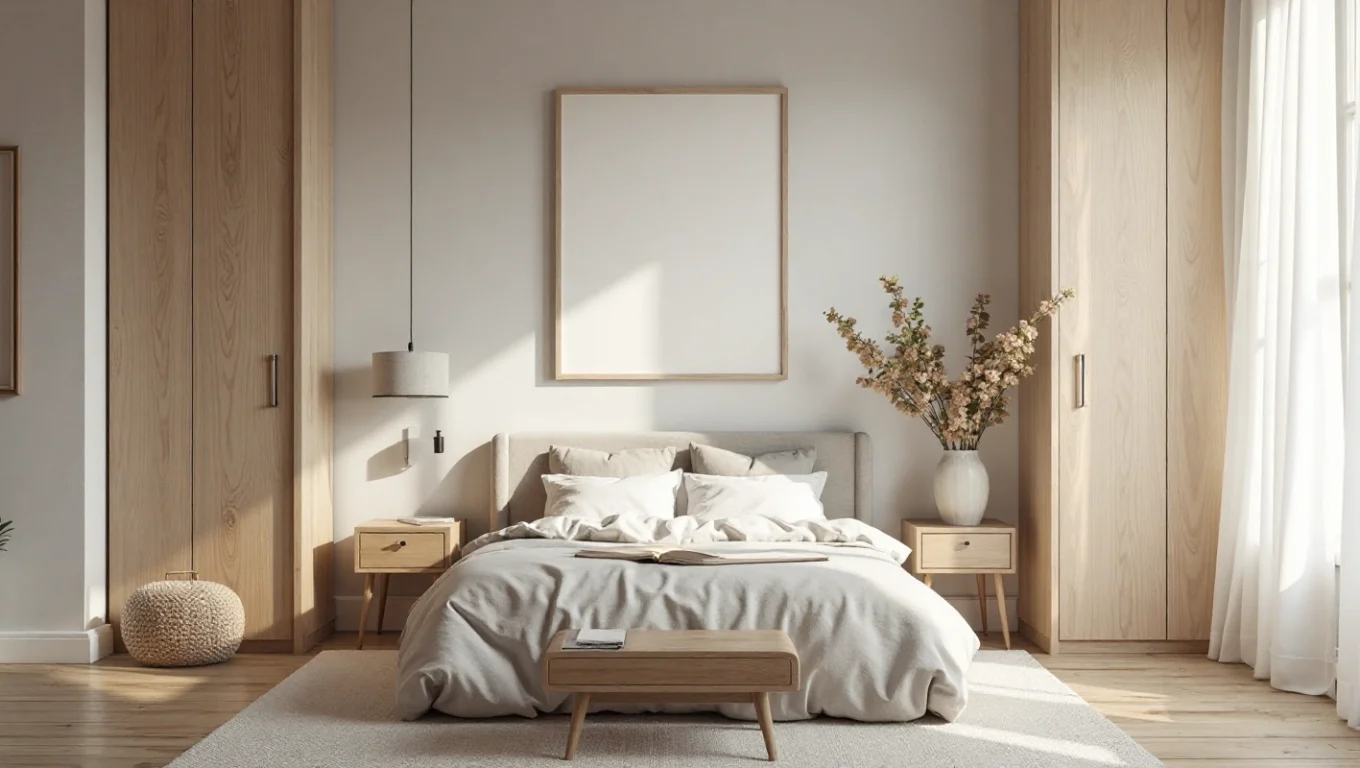 Lit cadre bois minimaliste : élégance scandinave pour la chambre