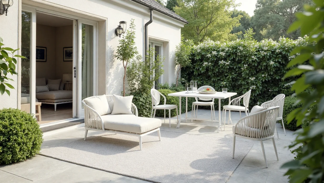 Mobilier jardin blanc acier style nordique : durabilité