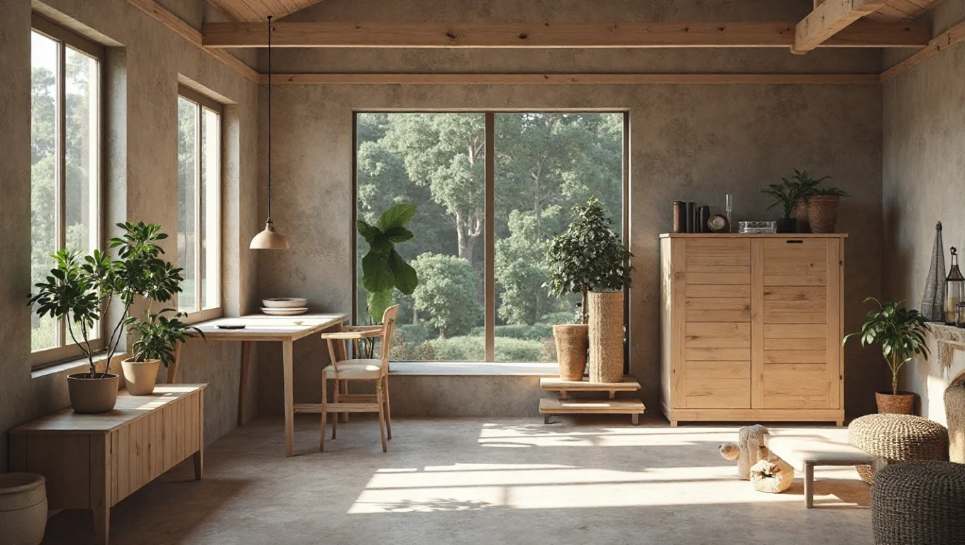 Penderie ouverte style nordique : cintres bois et organisation
