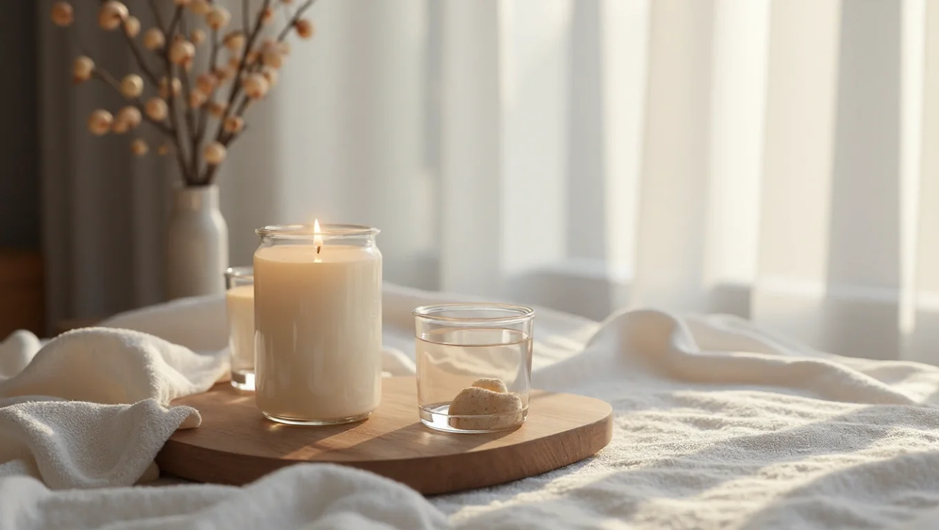 Photophores verre et bougies chauffe-plat style nordique